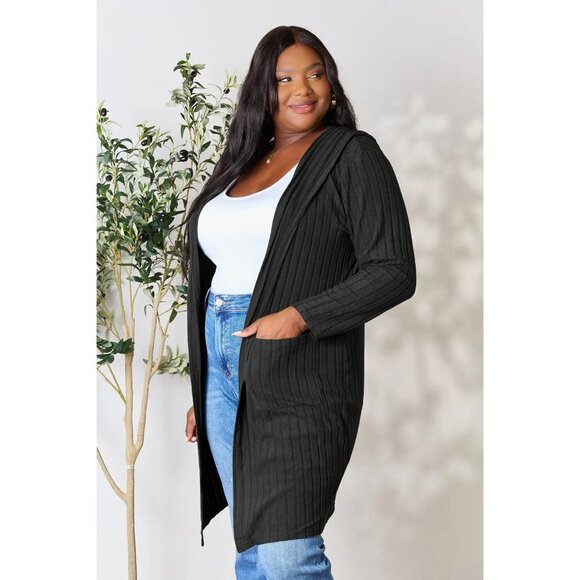 Basic Bae Full Size Hooded Sweater Cardigan - Picture 4 of 7